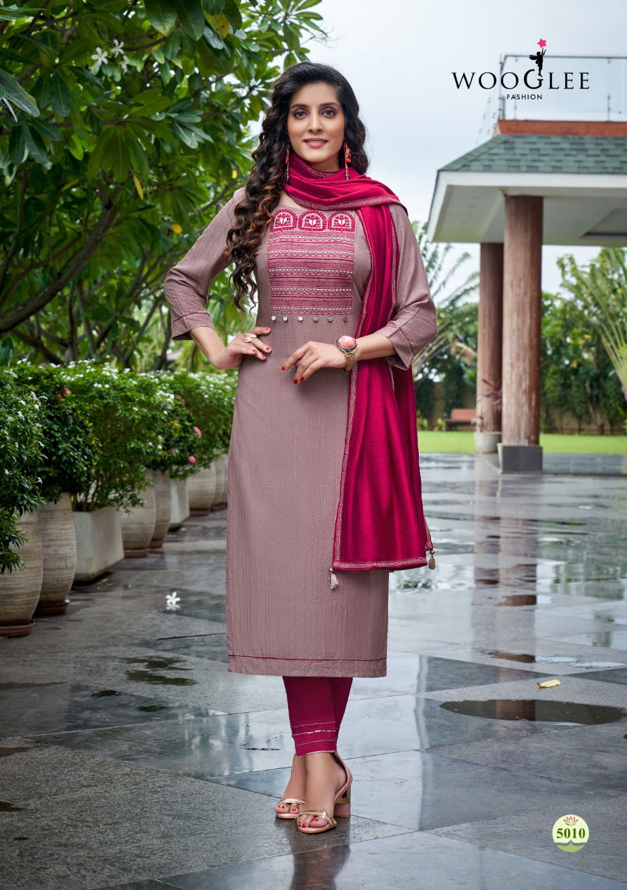Wooglee Destiny 2 Festive Wear Heavy Fancy Viscose Weaving With Lurex Kurti With Botton And Dupatta